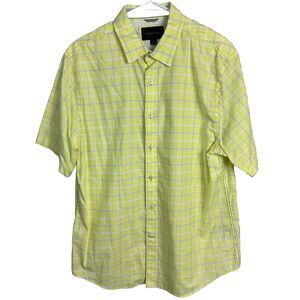 Geoffrey Beene Shirt Size Large Mens Button Up‎ SS Collared Multicolor Check